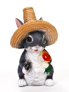 Садовая фигура из полистоуна «Зайка в соломенной шляпе с цветочком», 21×12×13 см - Фото 2