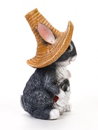 Садовая фигура из полистоуна «Зайка в соломенной шляпе с цветочком», 21×12×13 см - Фото 4