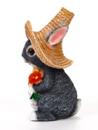 Садовая фигура из полистоуна «Зайка в соломенной шляпе с цветочком», 21×12×13 см - Фото 6