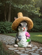 Садовая фигура из полистоуна «Зайка в соломенной шляпе с цветочком», 21×12×13 см - Фото 10