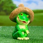Садовая фигура "Лягушка в соломенной шляпе" 11х12х16,5см - Фото 1