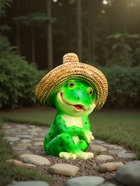 Садовая фигура из полистоуна «Лягушка в соломенной шляпе», 16.5×11×12 см - Фото 3