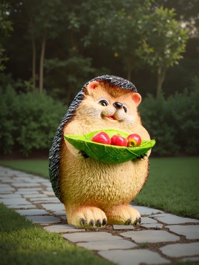 Садовая фигура из полистоуна «Ежик с листочком», 16×11×12 см