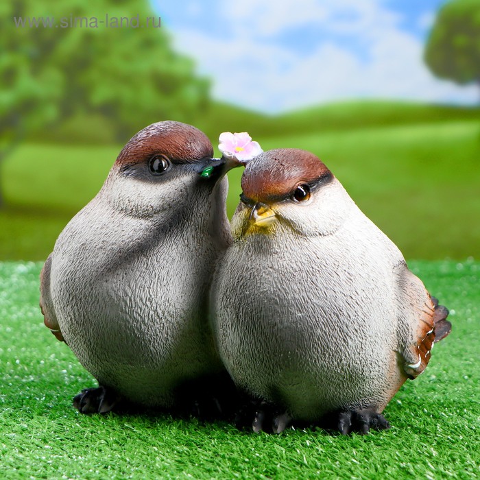 Садовая фигура из полистоуна «Воробьи», 24×21×17 см - Фото 1