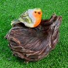 Декоративная кормушка для сада "Гнездо с птичкой" из полистоуна, 18х12см, маленькая - Фото 6