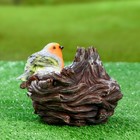 Декоративная кормушка для сада "Гнездо с птичкой" из полистоуна, 18х12см, маленькая - Фото 8