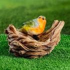 Декоративная кормушка для сада "Гнездо с птичкой" из полистоуна, 18х12см, маленькая - фото 8936944