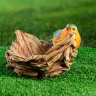 Декоративная кормушка для сада "Гнездо с птичкой" из полистоуна, 18х12см, маленькая - Фото 2