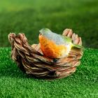 Декоративная кормушка для сада "Гнездо с птичкой" из полистоуна, 18х12см, маленькая - Фото 3