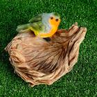 Декоративная кормушка для сада "Гнездо с птичкой" из полистоуна, 18х12см, маленькая - Фото 5