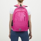 Рюкзак школьный, 2 отдела на молниях, 2 наружных кармана, 2 боковых кармана, цвет малиновый - Фото 3