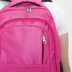 Рюкзак школьный, 2 отдела на молниях, 2 наружных кармана, 2 боковых кармана, цвет малиновый - Фото 4