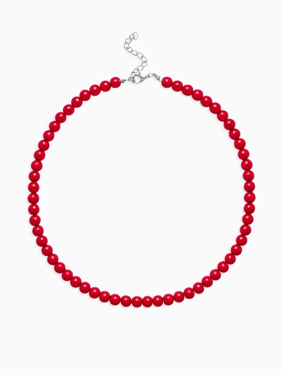 Бусы нить, шар №8, красные, L=43 см