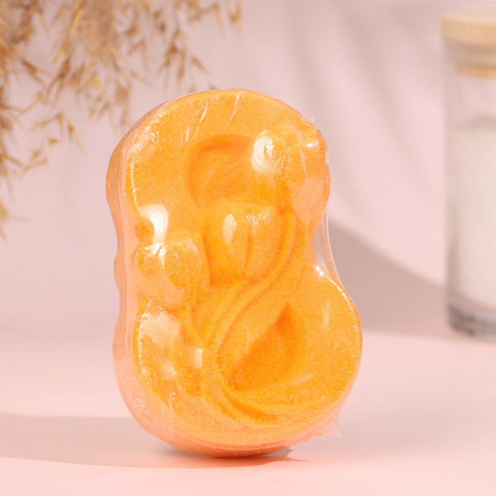 Бомбочка для ванны "С 8 марта с тюльпанами" с ароматом персика, оранжевая - фото 1899749474