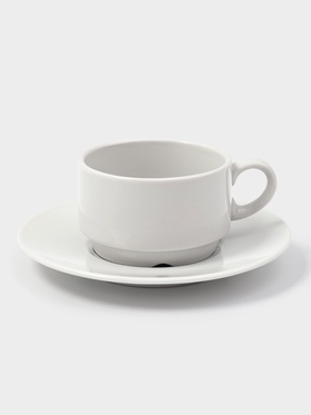 Кофейная пара Дулевский фарфор «Белая», чашка 170 мл, блюдце d=15 см, штабелируемая, белая 4785991