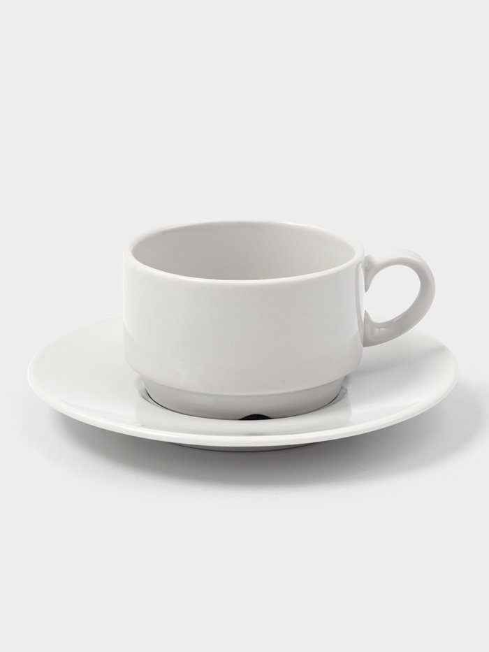 Кофейная пара Дулевский фарфор «Белая», чашка 170 мл, блюдце d=15 см, штабелируемая, белая - Фото 1