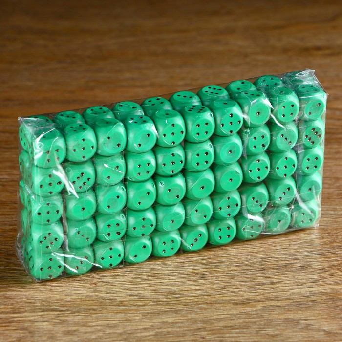 Кубик игральный 1.5х1.5х1.5 см, цветной, зеленые, - фото 1890901609
