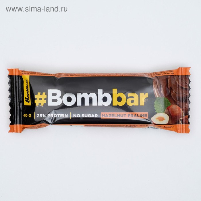 Протеиновый батончик Bombbar в шоколаде, фундучное пралине, спортивное питание, 40 г - Фото 1