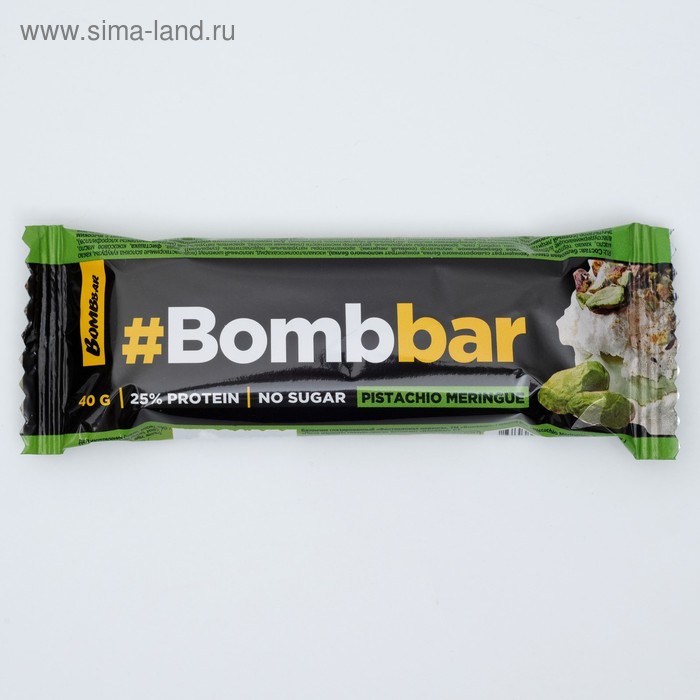 Протеиновый батончик Bombbar в шоколаде, фисташковая меренга, спортивное питание, 40 г - Фото 1