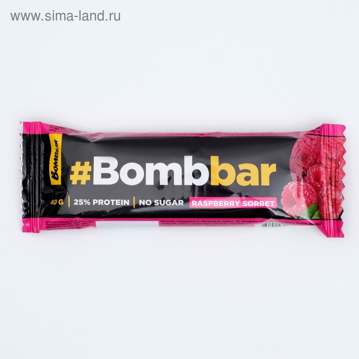 Протеиновый батончик Bombbar, в шоколаде, малиновый сорбет, спортивное питание, 40 г - Фото 1