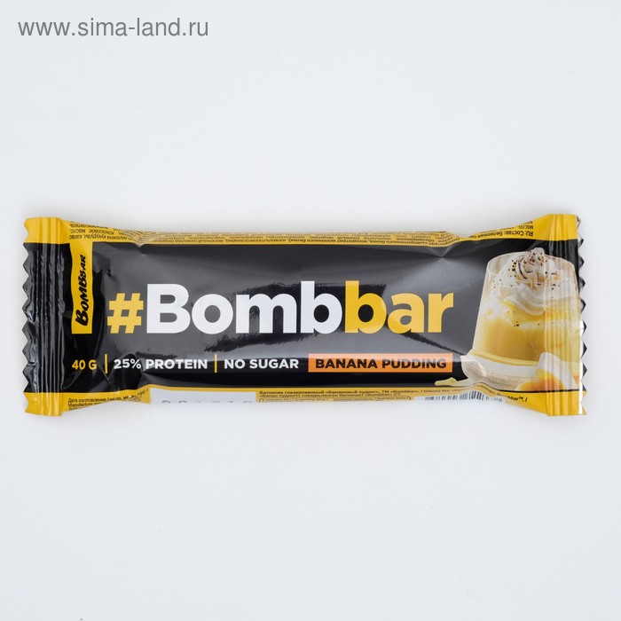 Протеиновый батончик Bombbar в шоколаде, банановый пудинг, спортивное питание, 40 г - Фото 1