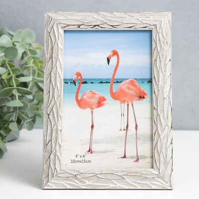 Фоторамка для фото 10×15 см «Корни», пластик, бежевая с серебром, 19×14 см