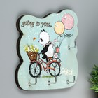 Ключница настенная «Панда на велосипеде», крючки декоративные, панно 4705862