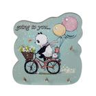 Ключница настенная «Панда на велосипеде», крючки декоративные, панно 4705862