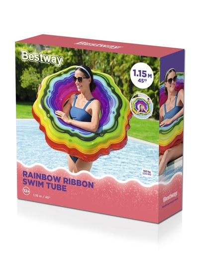 Круг для плавания Rainbow Ribbon, d=115 см, от 12 лет, 36163 Bestway