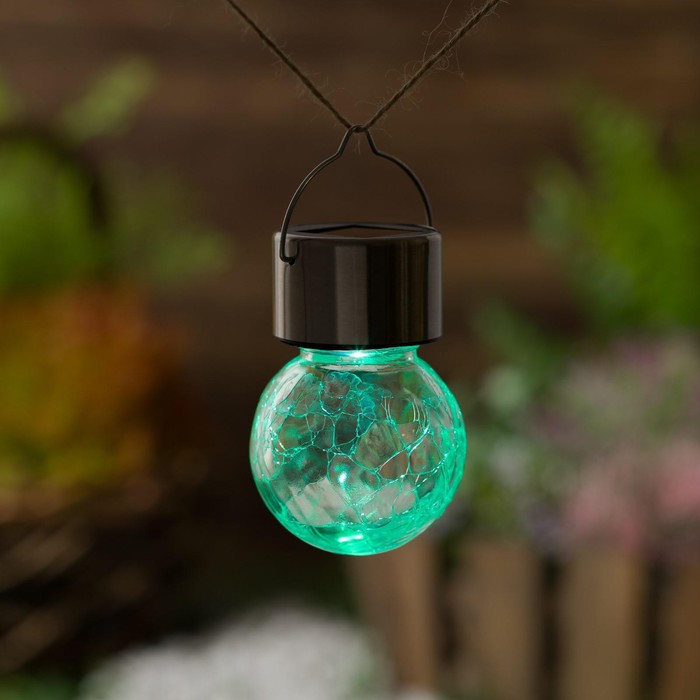 Садовый светильник на солнечной батарее «Лампочка», 7 × 9 × 7 см, 1 LED, свечение RGB - фото 1895323074