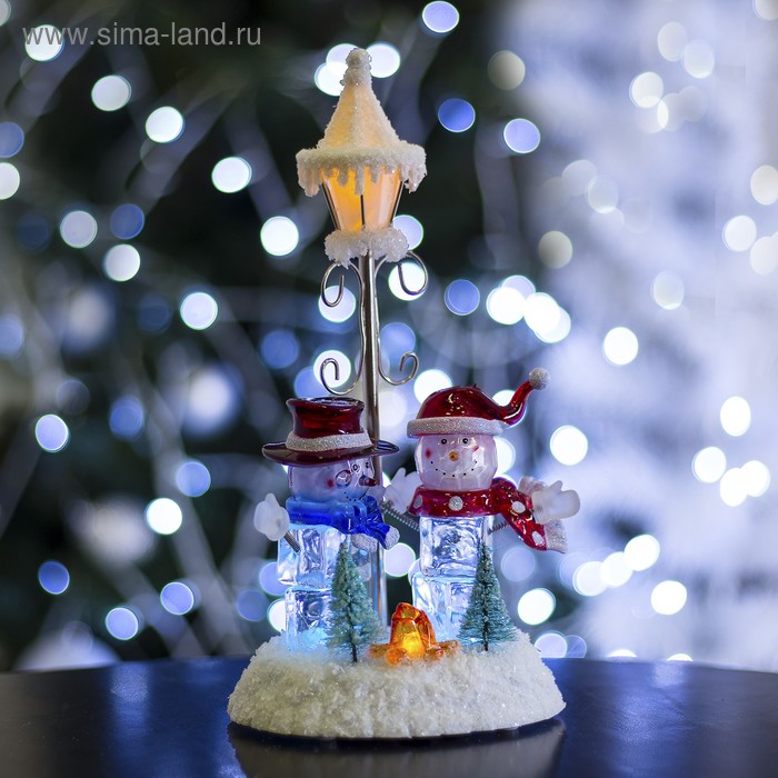 УЦЕНКА Игрушка световая "Фонарь и два снеговика" (батарейки не в комплекте) 4 LED - Фото 1