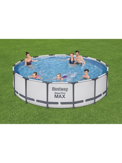 Бассейн каркасный Steel Pro MAX, 427×107 см, фильтр-насос, лестница, тент, круглый, 56950 Bestway