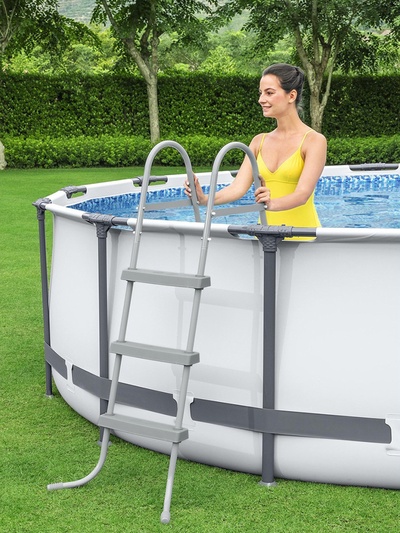 Бассейн каркасный Steel Pro MAX, 427×107 см, фильтр-насос, лестница, тент, круглый, 56950 Bestway
