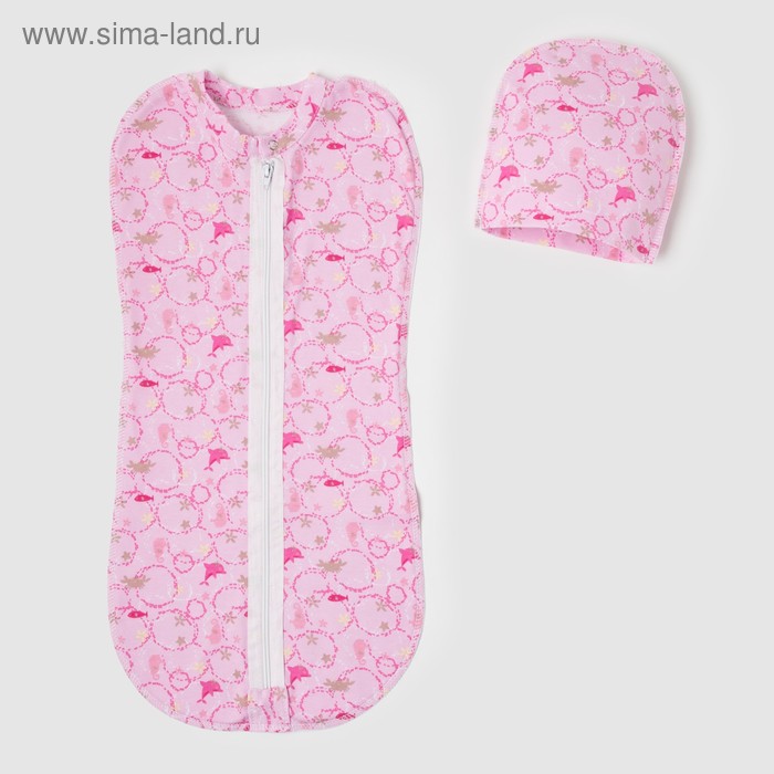 Пеленка на замке (кокон) + шапочка, 1008 И (1008 И, р-р 56-62, интерлок) - Фото 1