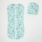 Пеленка на замке (кокон) + шапочка, 1008 И (1008 И, р-р 56-62, интерлок) - Фото 8