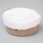Лежанка круглая, мебельная ткань/мех, микс серо-коричневый 37 х 37 х 16 см - Фото 1