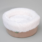 Лежанка круглая, мебельная ткань/мех, микс серо-коричневый 37 х 37 х 16 см - Фото 3