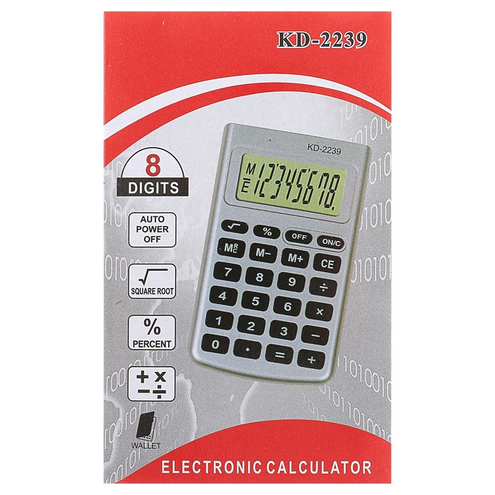 Калькулятор карманный, 8-разрядный, 2239 - фото 51891697