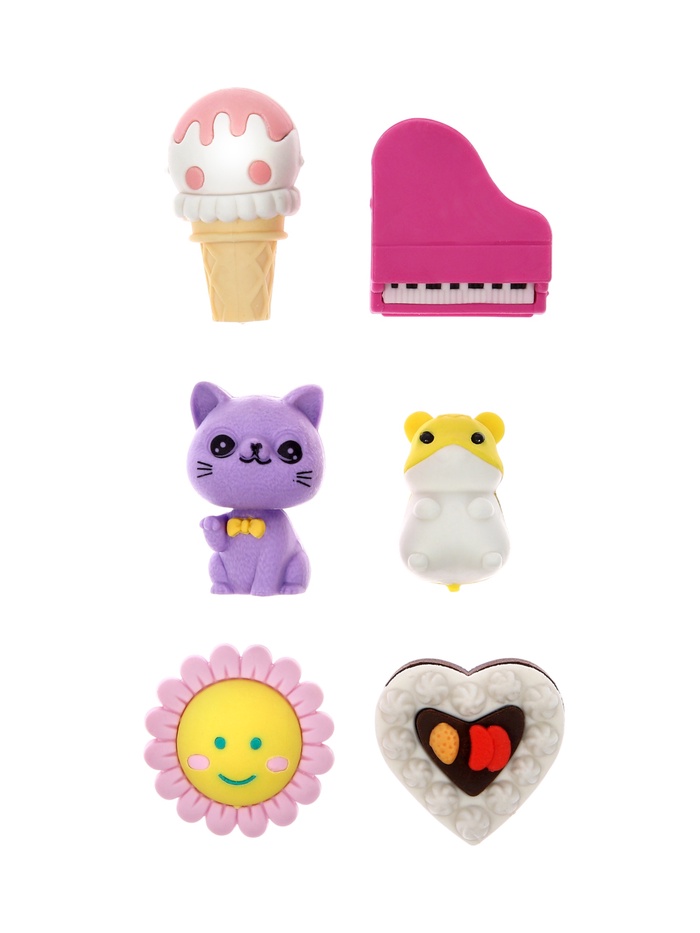 Набор фигурных ластиков, 6 штук, МИКС - Фото 1