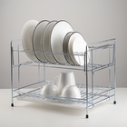 Сушилка для посуды с поддоном 2-х ярусная, разборная, 39×25,5×30 см, цинк, цвет серебристый - Фото 1