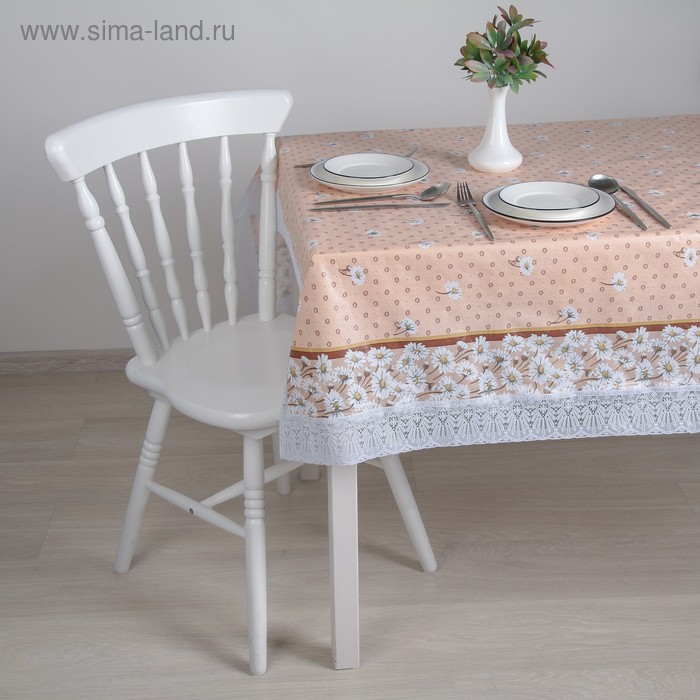 Клеёнка на стол на нетканой основе «Ромашки», рулон 10 скатертей, 140×180 см - Фото 1