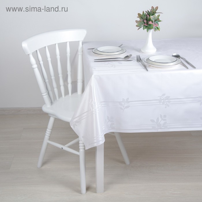 Клеёнка на стол на тканевой основе «Лепестки», ширина 137 см, рулон 20 м, толщина 0,25 мм, цвет белый - Фото 1