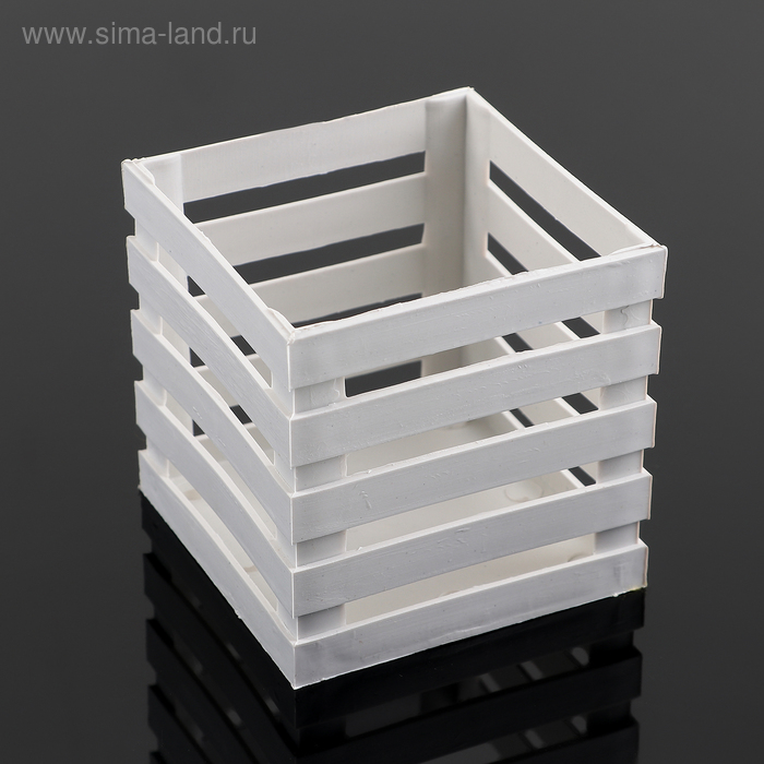 Кашпо квадратное «Заборчик», цвет белый - Фото 1