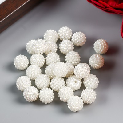 Бусины для творчества пластик «Барашковый жемчужный физалис», набор 30 шт., 1.1×1.1×1.1 см