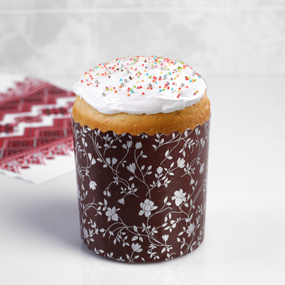 Форма бумажная для кекса, маффинов и кулича "Цветочные нити" 90x90мм