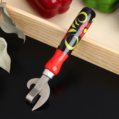 Открывашка консервная «Хохлома», 16×4 см, с художественной росписью, дерево