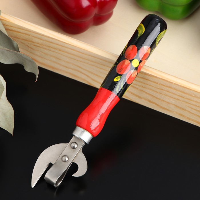 Открывашка консервная «Хохлома», клепаная, 16×4 см, с художественной росписью, дерево - Фото 1