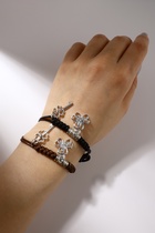 Браслеты парные «Неразлучники. Цветок», 2 шт. чёрный, коричневые, L=12.5 см - Фото 6