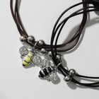 Браслеты парные «Неразлучники» пчёлки, чёрно-коричневые, L=12.5 см - Фото 3