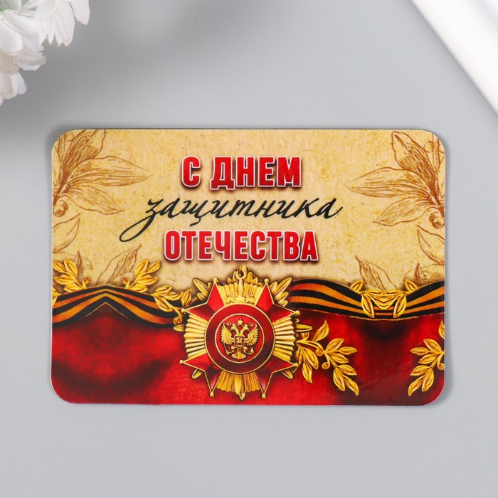 Магнит на холодильник «23 февраля. Защитник», винил, 7×10 см - Фото 1